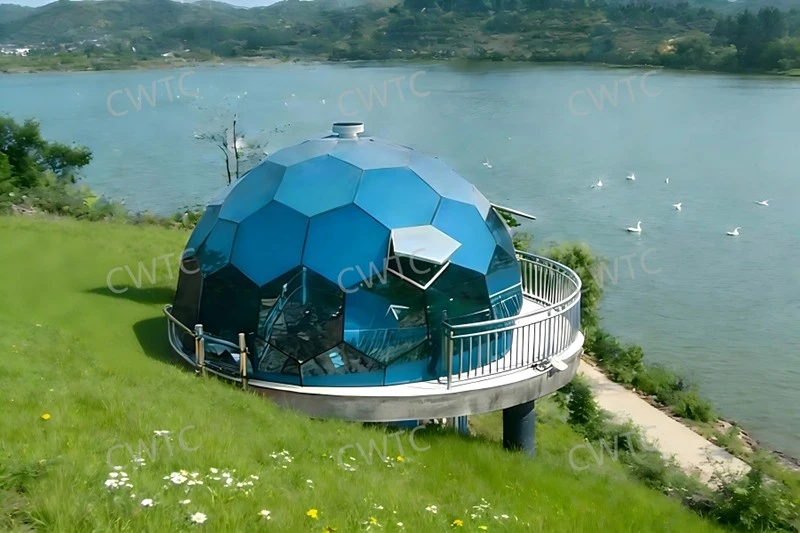 luxury honeycomb glass dome tent-lake view